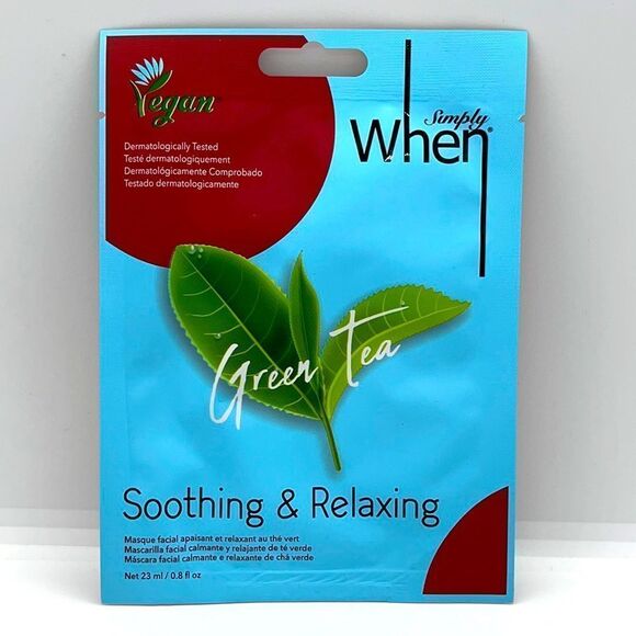 NWT Simply When Vegan Green Tea Sheet Mask (1) - Picture 2 of 3